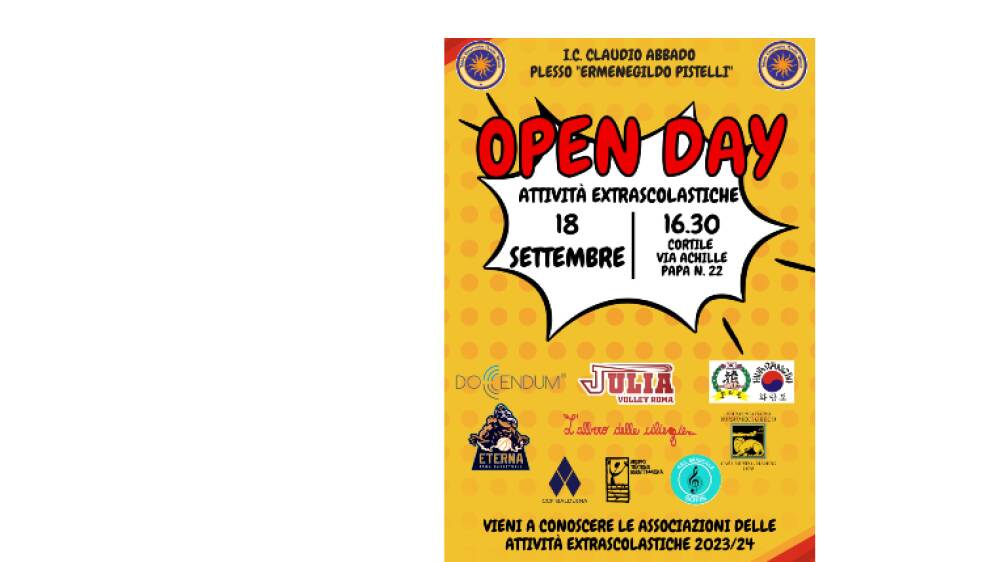 Open day attività extra scolastiche 